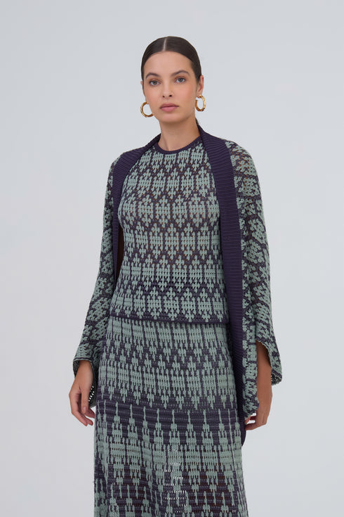 Casulo Bicolor Em Tricot Beringela